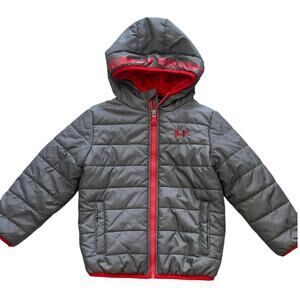 Under Armour Toddler Puffer Jacket Gray Red 3T